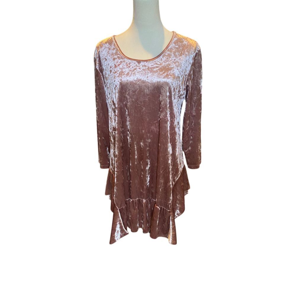 Cha Cha Vente‎ XL Blush Pink USA Made Women's Soft Velvet Glam Fairy Top